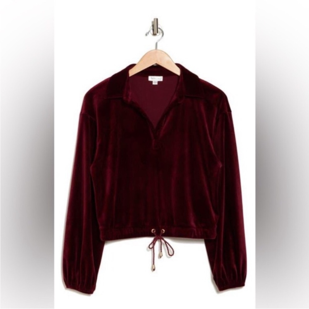 Gemma + Jane Women's Burgundy Velour Sweater